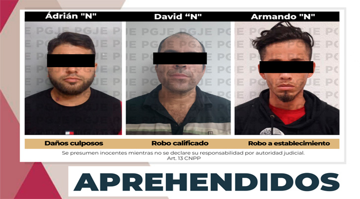 Aprehenden a 3 personas por diversos delitos en CSL, La Paz y SJC