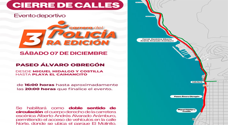 Cierre vial por la tercera “Carrera Atlética del Policía 2024” en La Paz