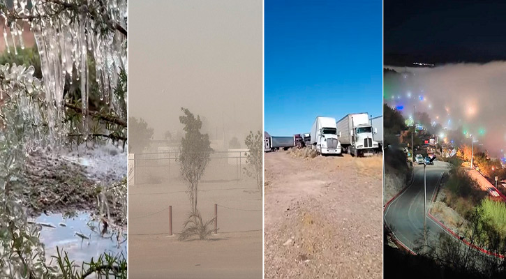 Hielo en Sierra de La Laguna, viento suspende circulación en la Transpeninsular y cortes eléctricos en La Paz