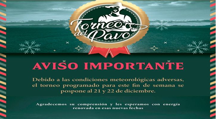 Cambia fecha la competencia de pesca deportiva “Torneo del Pavos”; se realizará el 21 y 22 de diciembre