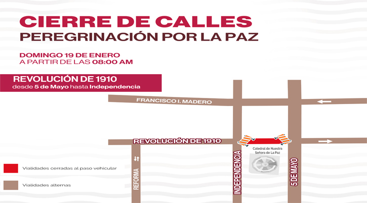 Se realizará el 19 de enero la “Peregrinación por la Paz”; habrá cierre de vialidades