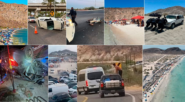 Playas abarrotadas y accidentes automovilísticos imperan el fin de semana en BCS