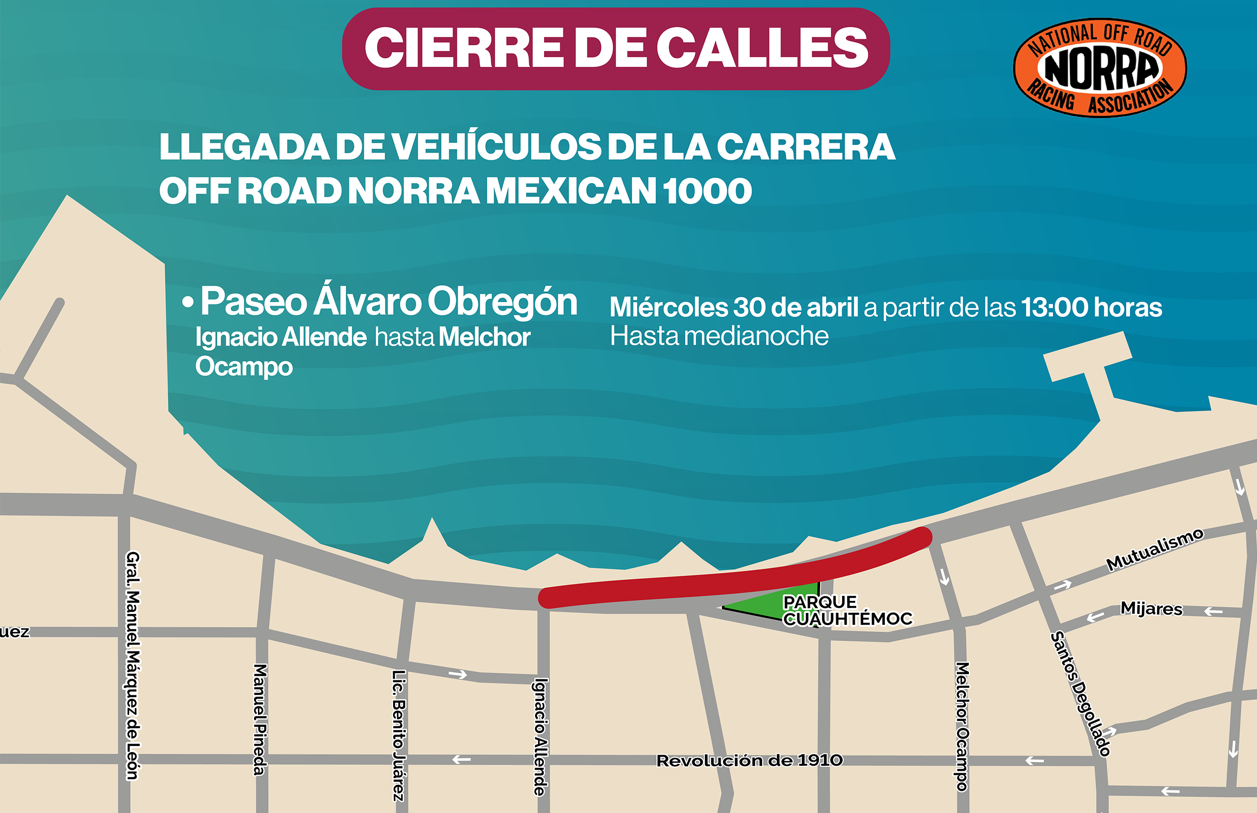 Anuncian cierre parcial en la circulación en el malecón de La Paz por carrera Norra Mexican 1000