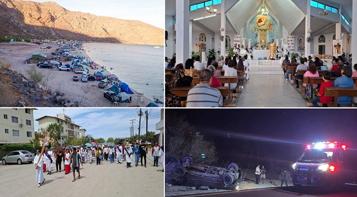 Miles abarrotan las playas de BCS; otros acuden a templos católicos