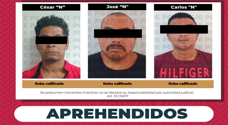 Detienen a 3 personas por el delito de robo calificado en Constitución y CSL