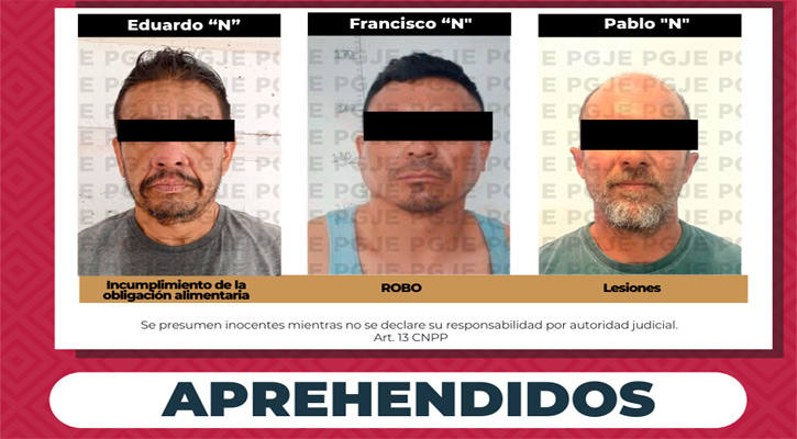 Aprehenden a 3 personas por diversos delitos en SJC, Santa Rosalía y Constitución