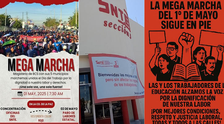 Marcha el 1º de mayo y paro laboral el día 2 de la disidencia magisterial de BCS