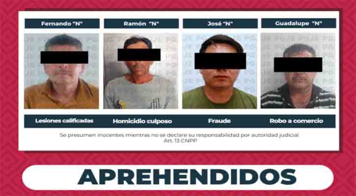 Aprehenden a 4 personas imputadas por diversos delitos