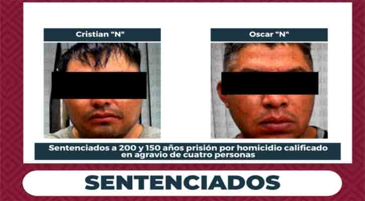 Sentenciados a 200 y 150 años de prisión para culpables de homicidio calificado con alevosía en La Paz