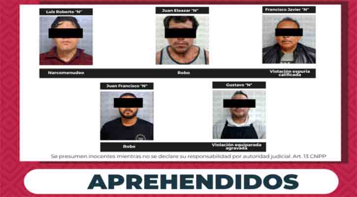Cumplimentan 5 órdenes de aprehensión por diversos delitos
