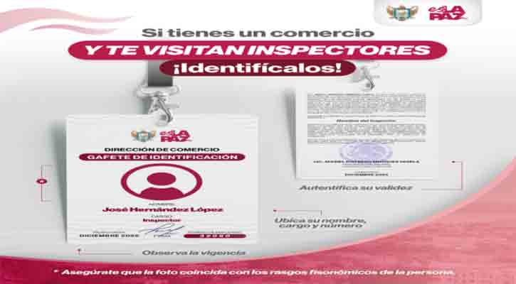 Refuerza Ayuntamiento de La Paz transparencia en la identificación de inspectores de comercio