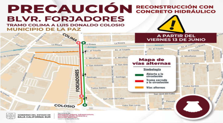 Anuncia el gobierno de BCS la reconstrucción del bulevar Forjadores, en La Paz Anuncia el gobierno de BCS la reconstrucción del bulevar Forjadores, en La Paz