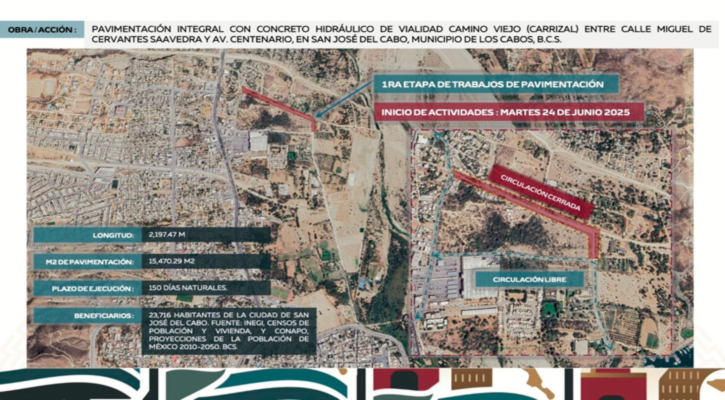 Inicia este martes la pavimentación del Camino Viejo a San José; se beneficiarán más de 23 mil habitantes