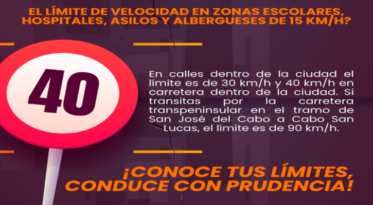 Llama Seguridad Pública de Los Cabos a respetar los límites de velocidad establecidos en el municipio