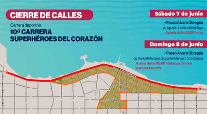 Realizarán cierre vial en el malecón y Centro Histórico de La Paz por la carrera Superhéroes del Corazón