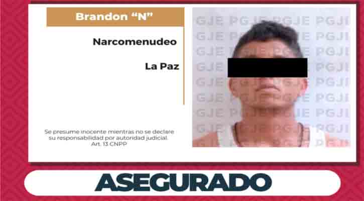 Aseguran a una persona con 250 dosis de narcóticos en La Paz