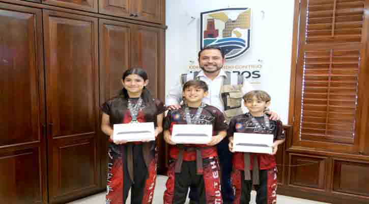 Reconoce alcalde Christian Agúndez a jóvenes karatecas que acudirán al Campeonato Mundial en Alemania