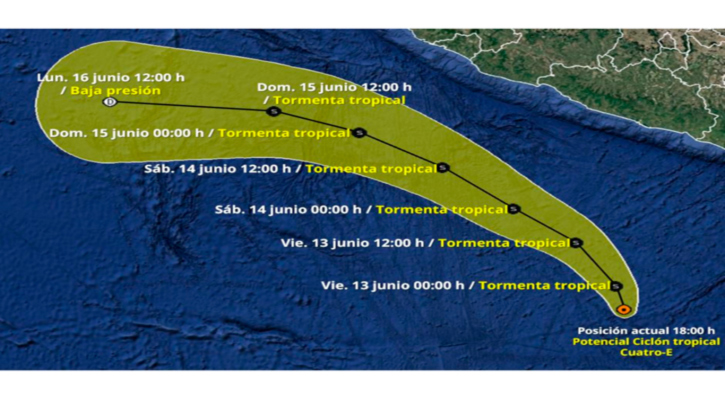 En las próximas horas el potencial ciclón 4-E puede convertirse en tormenta tropical  