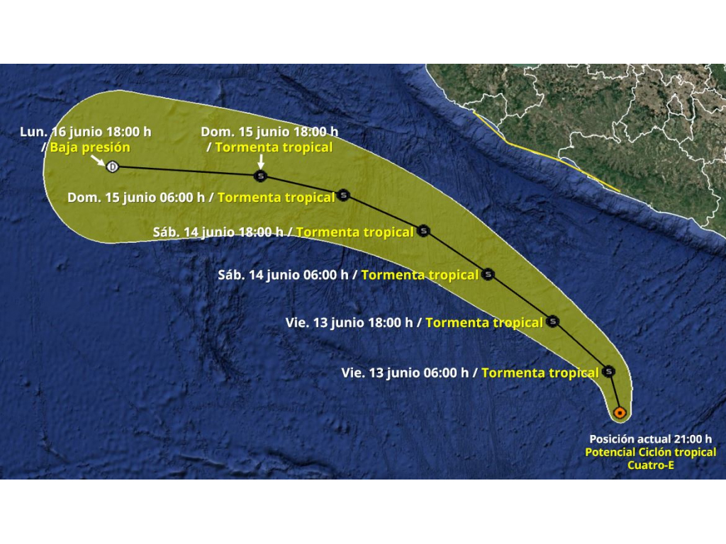 Evolucionará a tormenta tropical este viernes el ciclón tropical 4-E