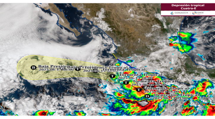 El potencial ciclón tropical 4-E pasó a depresión tropical