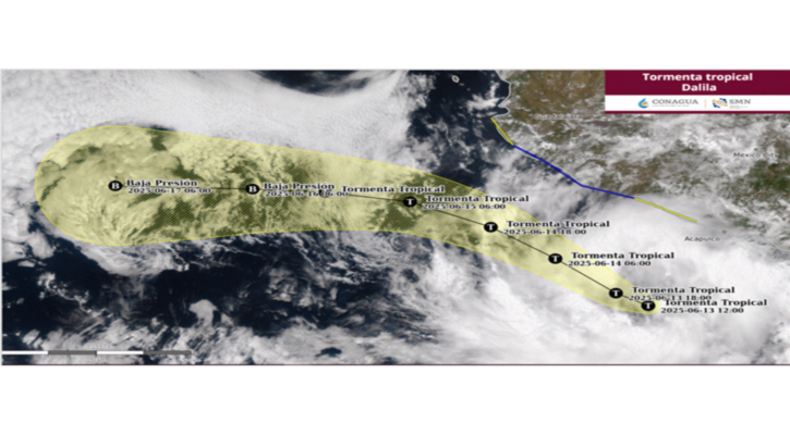 La depresión tropical 4-E se ha intensificado a tormenta tropical “Dalila”