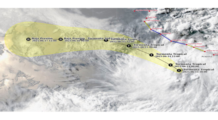 La tormenta tropical “Dalila” ocasiona lluvias muy fuertes a intensas en el occidente y sur de México