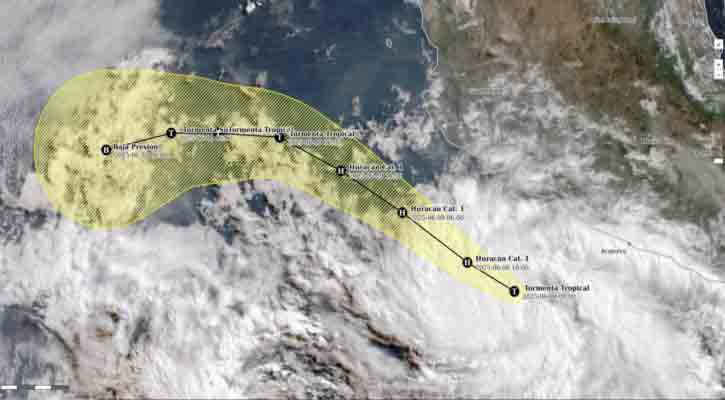 “Bárbara” como tormenta tropical se intensifica gradualmente desplazándose paralela a Guerrero y Michoacán