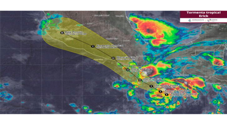La tormenta tropical “Erick” mantiene su desplazamiento hacia el oeste-noroeste en el Pacífico