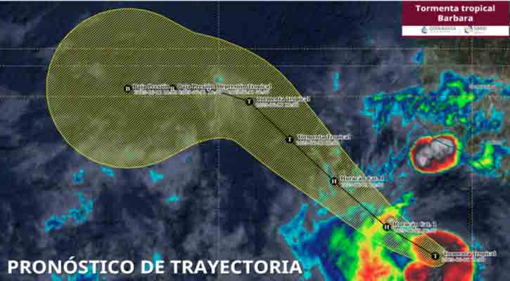 La tormenta tropical “Bárbara” disminuye su velocidad, pero aumenta la fuerza de sus vientos