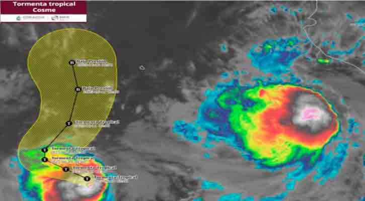 La tormenta tropical “Cosme” al sur-suroeste de BCS, lejos de costas nacionales