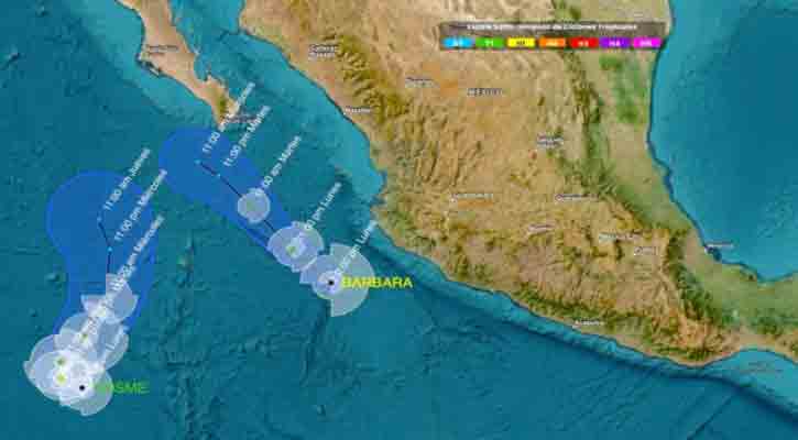 Monitorea Protección Civil de Los Cabos tormenta tropical “Cosme” y huracán “Bárbara” en el Pacífico