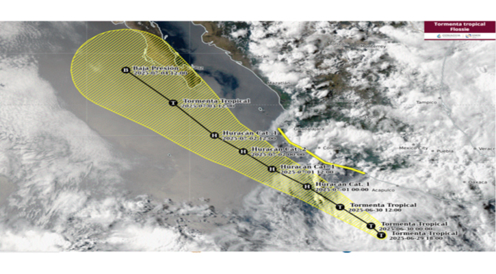 Ocasiona la tormenta tropical “Flossie” lluvias en Guerrero, Michoacán y Oaxaca  
