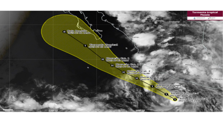 Sigue desplazándose la tormenta tropical “Flossie” paralela a costas mexicanas