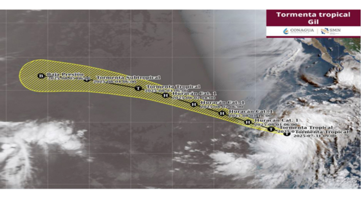 La tormenta tropical “Gil” se desplaza hacia el oeste, lejos de costas nacionales  