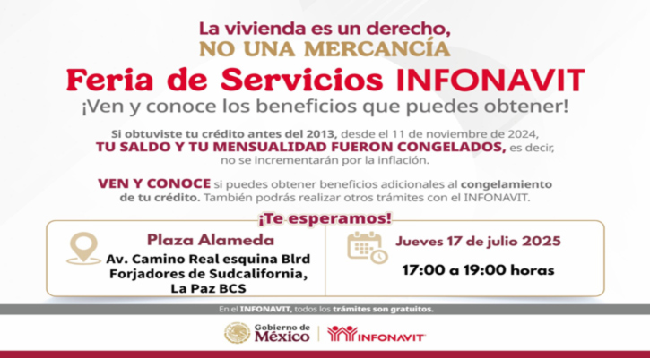 Realizará Infonavit feria de servicios en Camino Real, en La Paz
