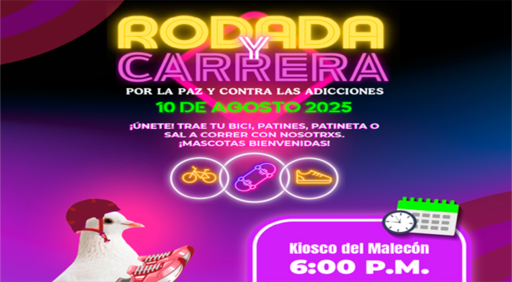 Invitan a juventudes a sumarse a la “Rodada y Carrera por la Paz y contra las Adicciones”