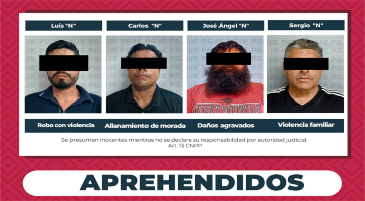 Imputados por diversos delitos 4 personas son aprehendidas por la PGJE