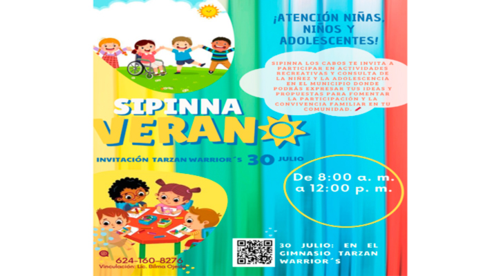 Invita Sipinna Los Cabos a la niñez y adolescencia a participar en actividades recreativas este 30 de julio