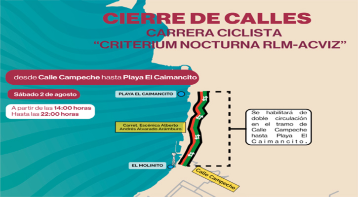 Cierre vial en la carretera escénica de La Paz por la carrera ciclista “Criterium Nocturna RLM-ACVIZ”
