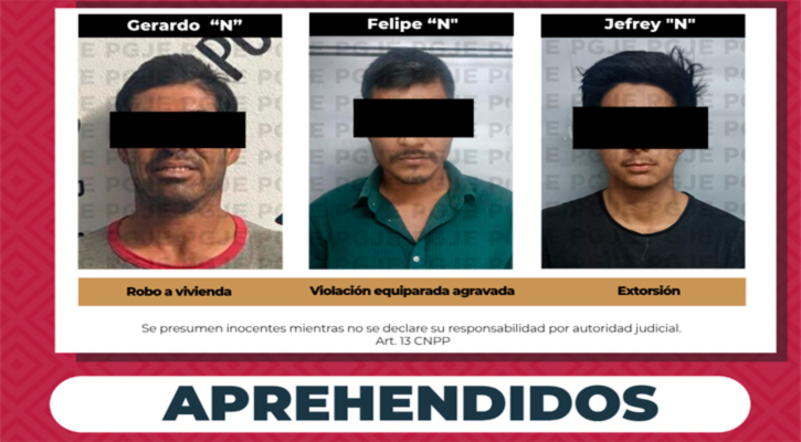 Aprehenden a 3 hombres por diversos delitos