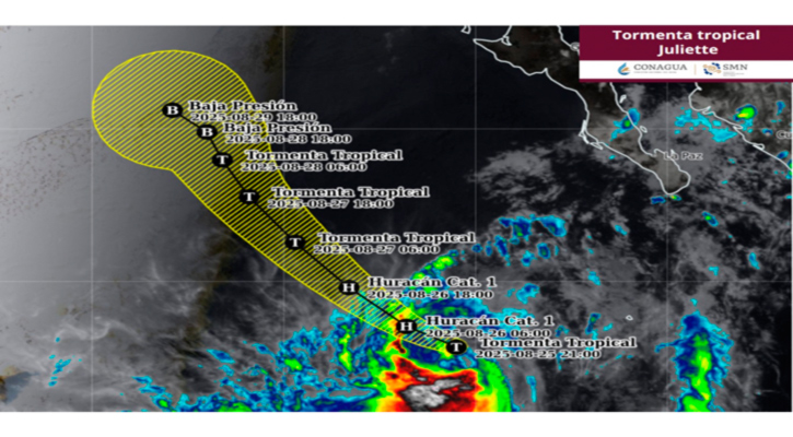 La tormenta tropical “Juliette” se aleja gradualmente de costas mexicanas