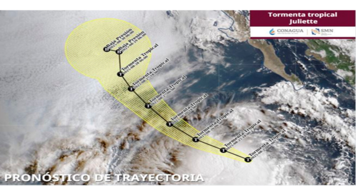 La tormenta tropical “Juliette” se desplaza al suroeste de BCS; se ubica a 720 km de CSL