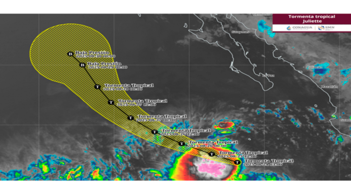 Se intensificó la depresión tropical 10-E a tormenta tropical “Juliette”