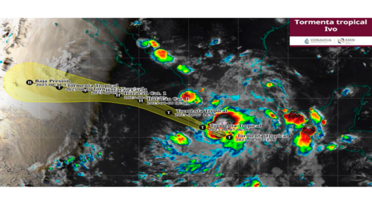 La tormenta tropical “Ivo” se localiza frente a las costas de Guerrero