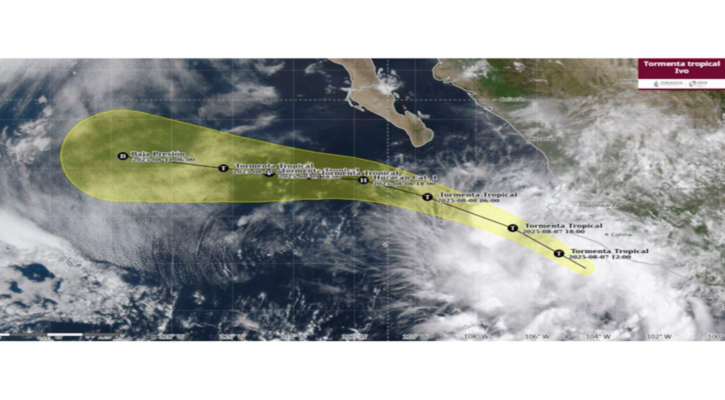 La tormenta tropical “Ivo” continúa desplazándose en forma paralela a costas de Jalisco, Colima y Michoacán  