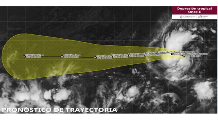 Se formó la depresión tropical 11-E en el Pacífico