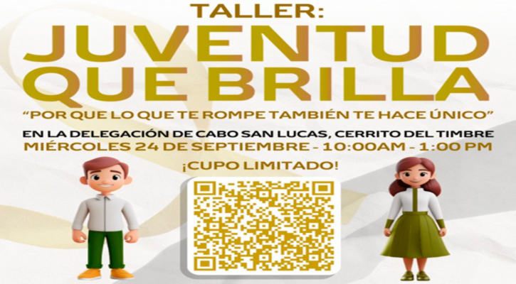 Invita Ayuntamiento de Los Cabos a participar en el taller “Jóvenes que Brillan”