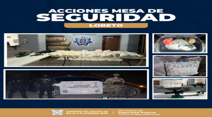 Importante aseguramiento de narcóticos durante operativo de la Mesa Estatal de Seguridad en Loreto