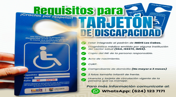 Invitan a tramitar tarjetón para personas con discapacidad motriz o movilidad limitada en Los Cabos