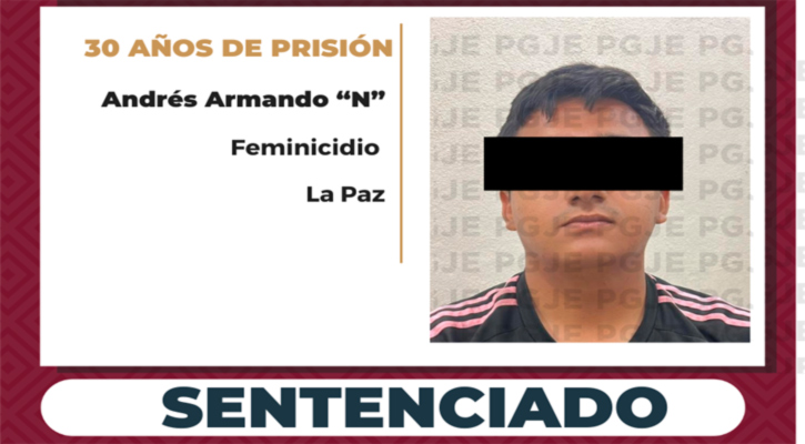 Sentenciado a 30 años de prisión por feminicidio en La Paz